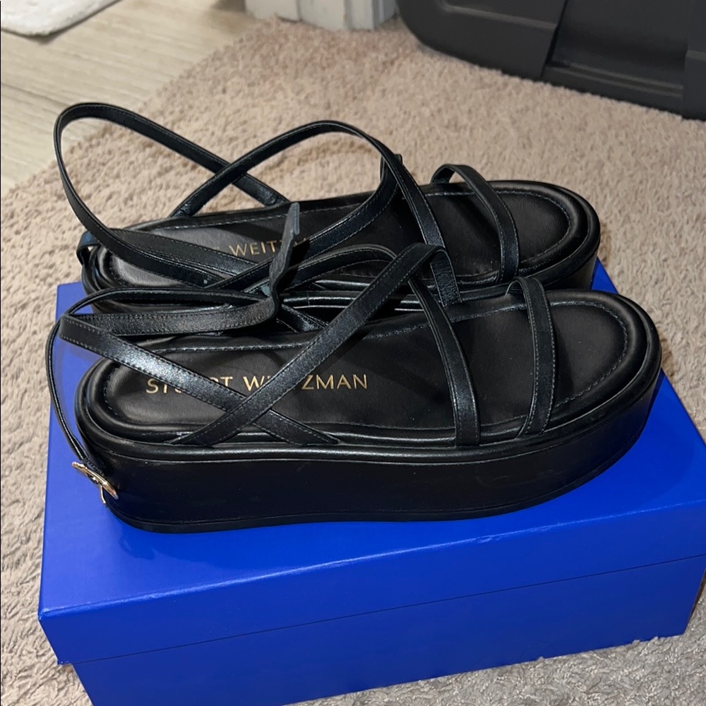 Stuart Weitzman Black Summerlift Flatform